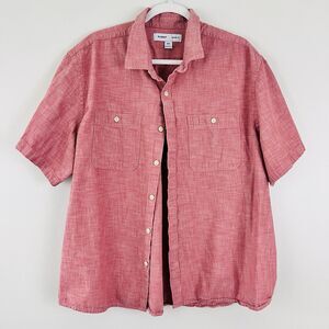 Old Navy Red 100% Cotton Relaxed Fit Button Down Mens Shirt Size XXXL